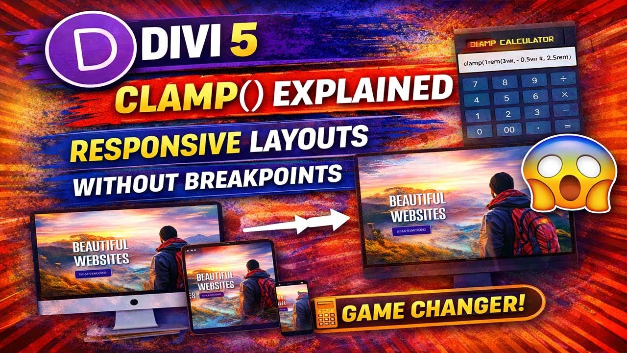 Объяснение функции Clamp() в Divi 5 – адаптивная компоновка без контрольных точек