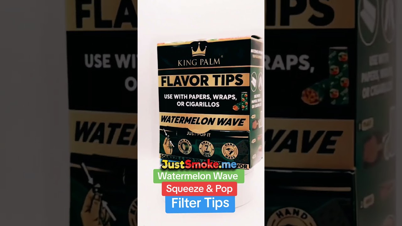King Palm : Watermelon wave flavoured filter tips display box. UK Distributors JUSTSMOKE.ME