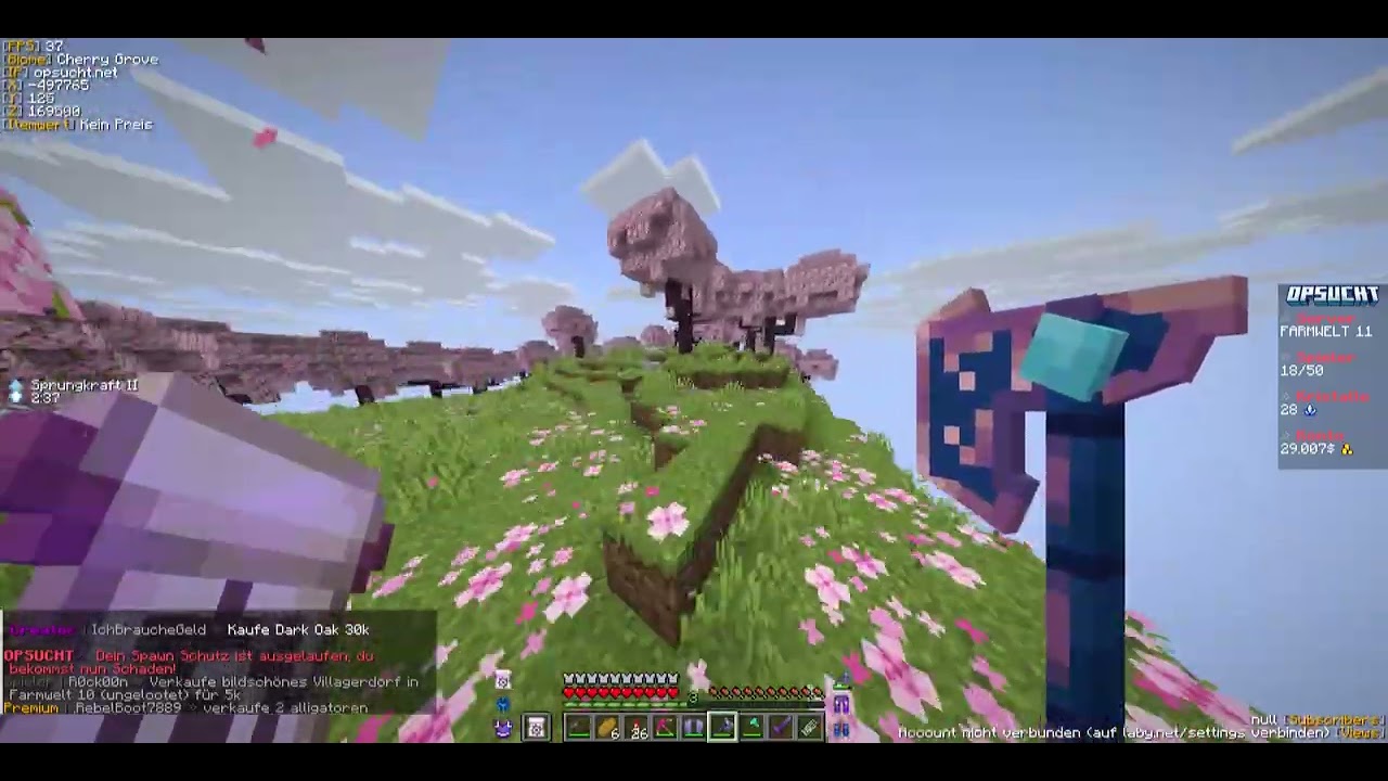 Minecraft OPSUCHT cherry Holz farmen und Geld verdienen