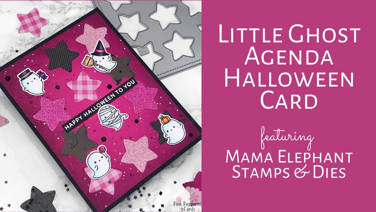 MAMA ELEPHANT Little Ghost Agenda Halloween Card Tutorial | Halloween 2020 | Copic Markers