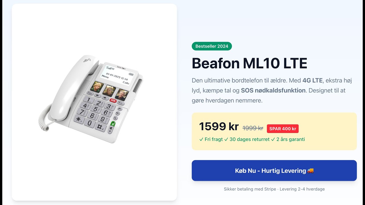 Telefon til ældre - Senior telefon til den rette pris Beafon ML10 LTE