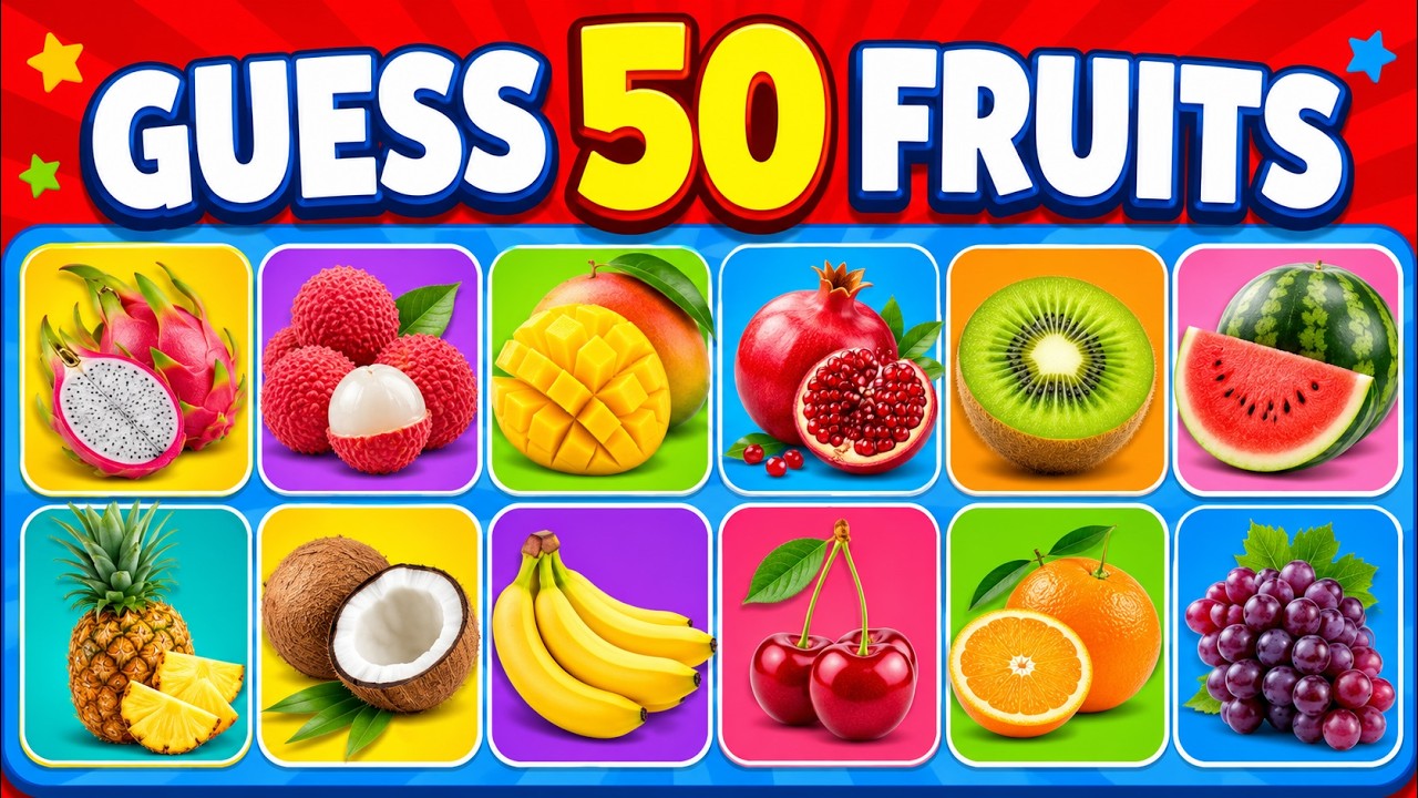 Guess the Fruit in 5 seconds 🍎🍍 50 Different Types of Fruit I EASY to IMPOSSIBLE! 🥑