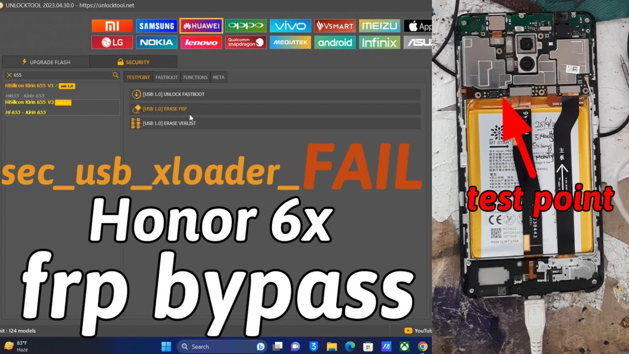 Honor 6x frp bypass with unlocktool #honor6xfrpbypass 1.019s FAIL and fix prosesser number #honor