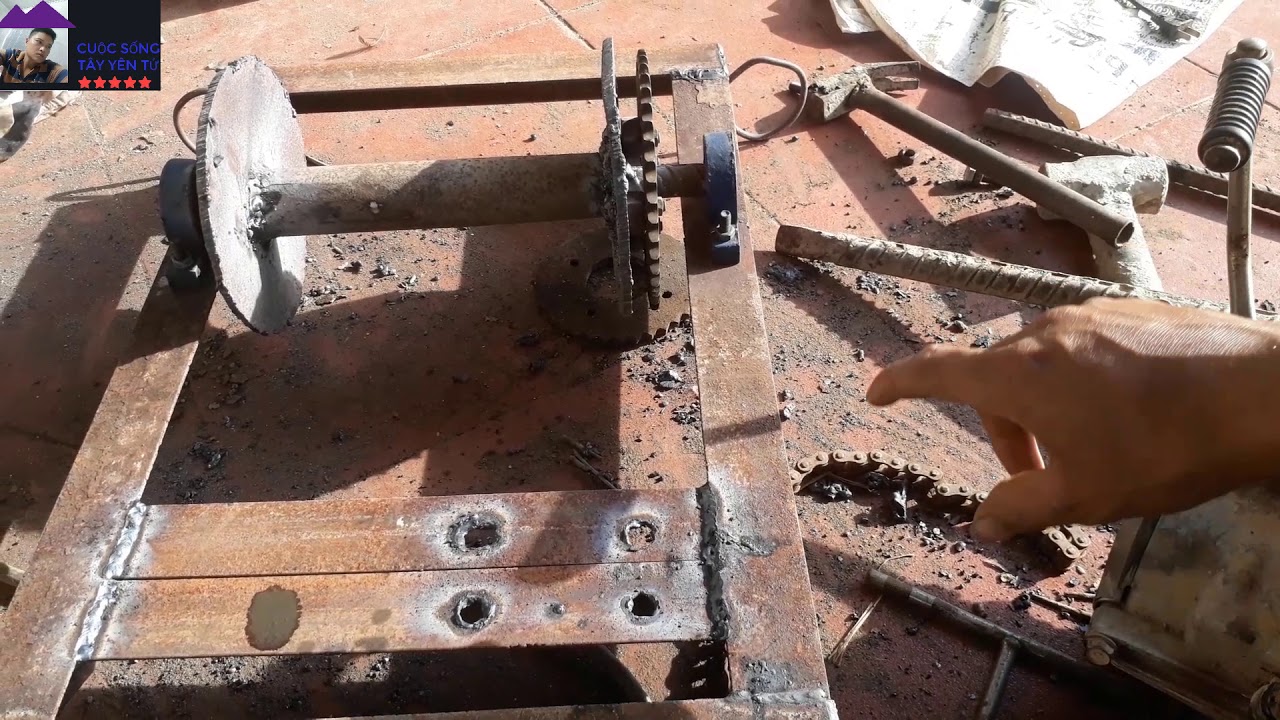 chế máy tời gỗ bằng xe máy