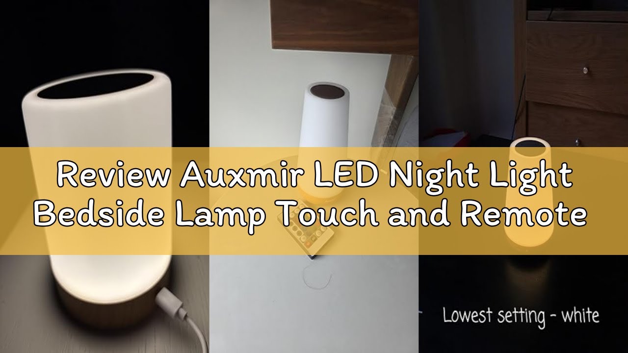 Review Auxmir LED Night Light Bedside Lamp Touch and Remote Control Dimmable Tabletop 13 RGB Colors