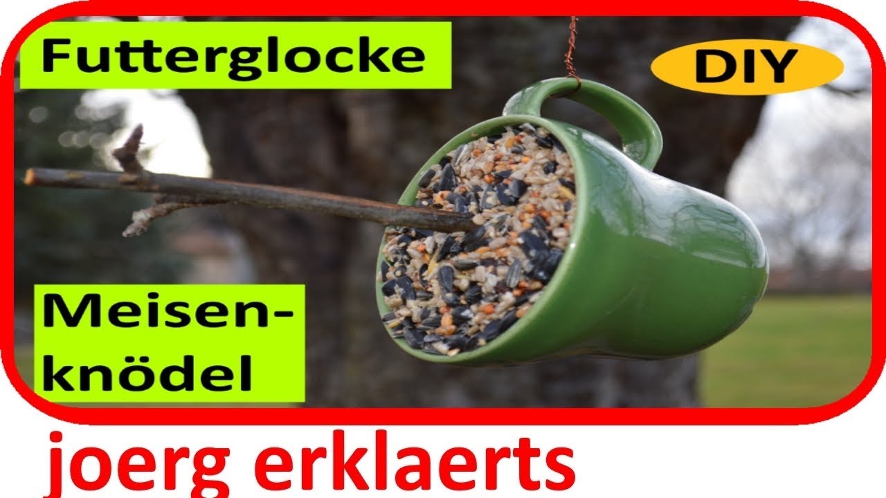 DIY Futterglocke / Meisenknödel selber machen Vogelfutter aus altem Geschirr Tutorial Nr.153