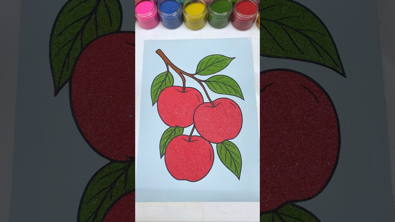 Apples on Branch 🍎🍎🍎 Sand Art Painting #shorts