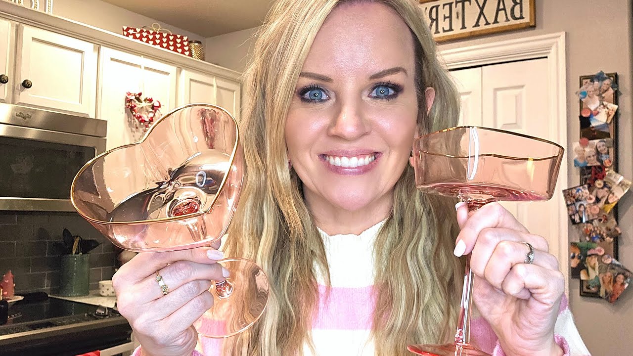 Adorable Pink Heart Shaped Valentines Glasses, Set of 4