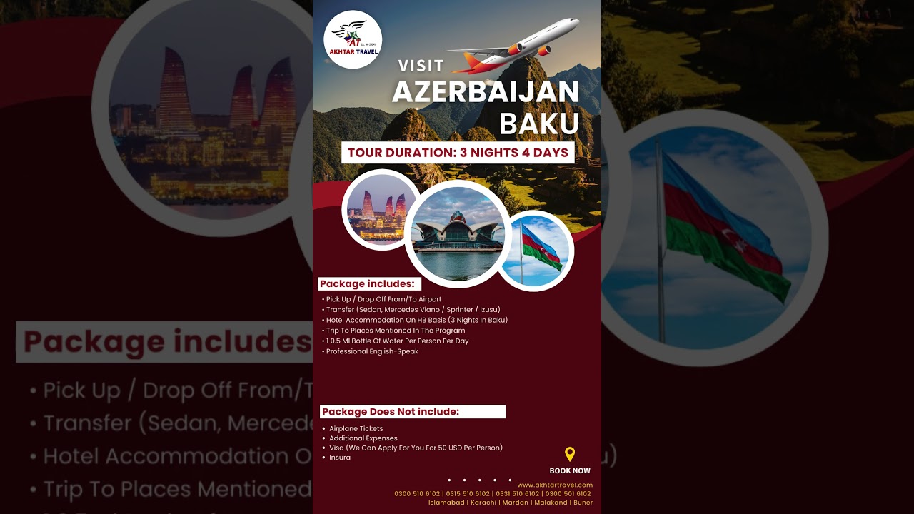 Explore Azerbaijan (Baku) : 3 Nights, 4 Days Tour with Akhtar Travel & Tours! 🌟 #travelazerbaijan