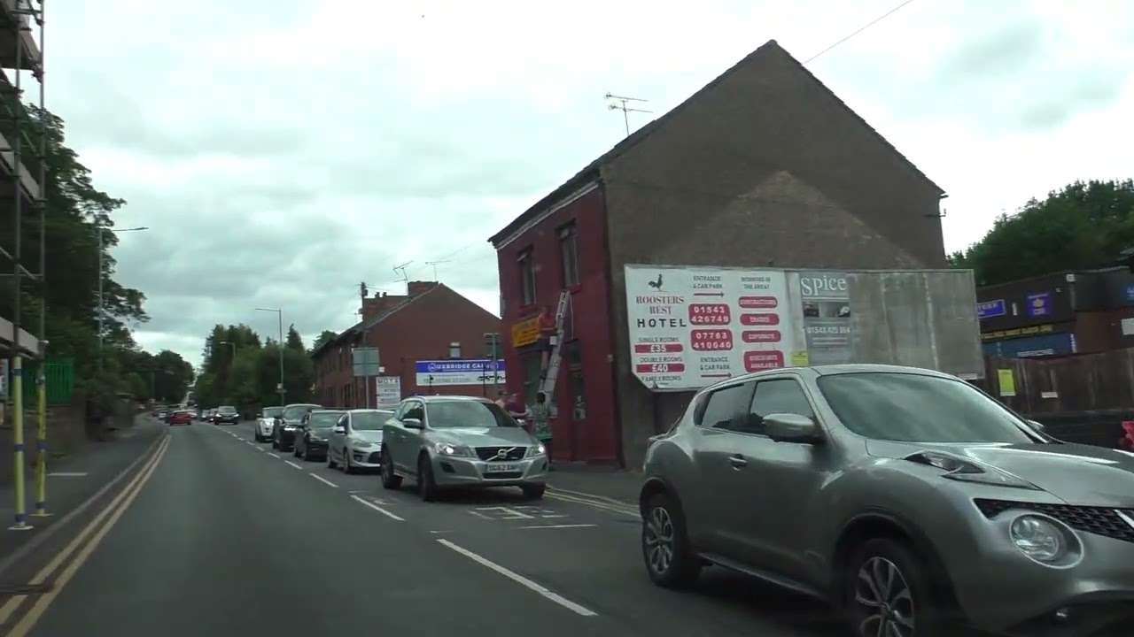 Driving On Old Hednesford Road A460, East Cannock Road, Uxbridge Road & Church Hill, Hednesford, UK
