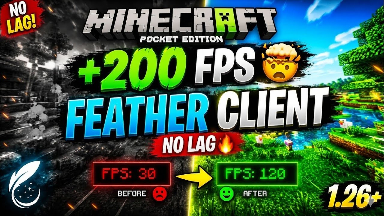 Feather Client For Minecraft PE 1.26+ | No Lag & Fps Boost
