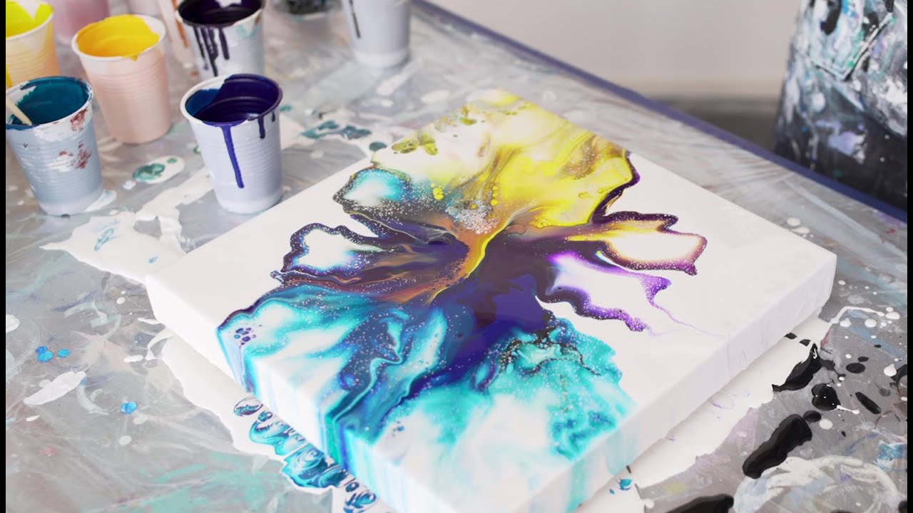 (07) Fluidart Dutch Pour Big Canvas Acrylic painting