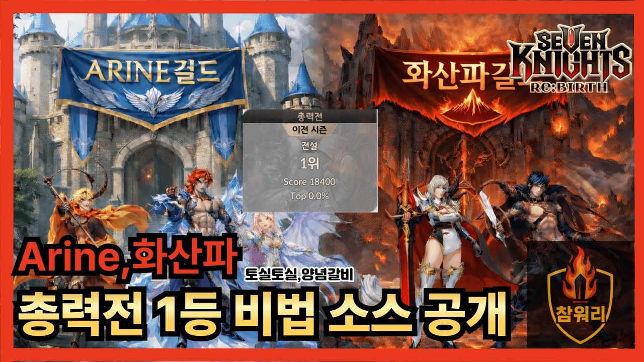[세븐나이츠 리버스] 총력전의 모든 1등 셋팅 전부 공개 (총력전 맛집 Arine,화산파 길드 많관부)