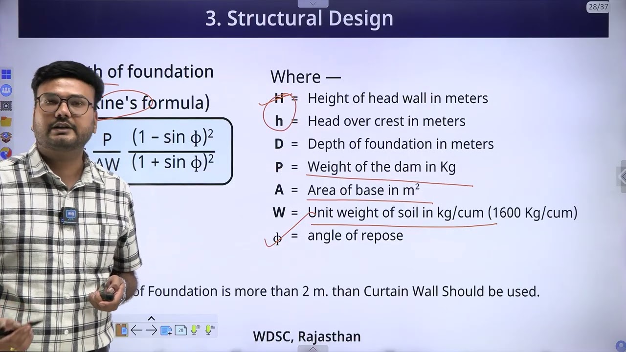 Part-03 Hydraulic & Structural design of PCD/Anicut /Pakka checkdam in Watershed DLT