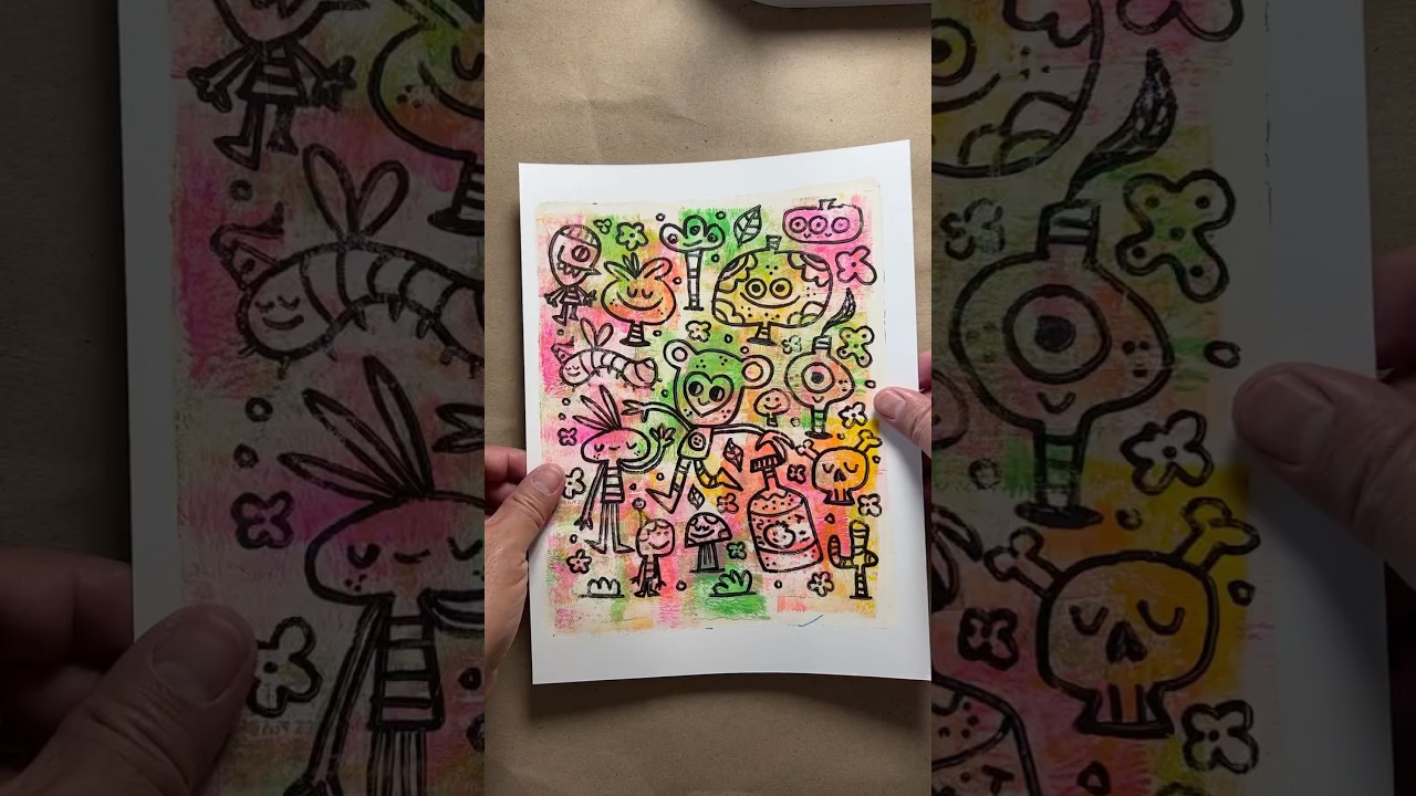 Sharpie Doodles - Gel Plate Mono Print #geliplate #gelpress #gelprint #monoprinting