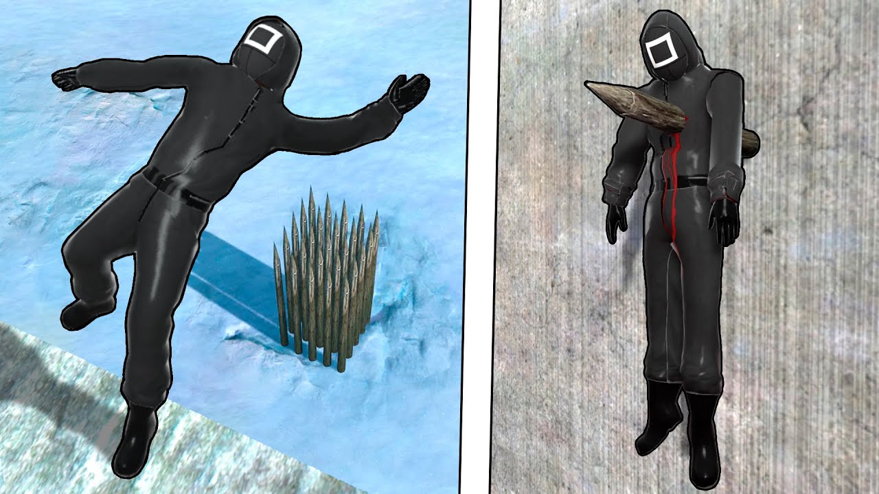 Squid Game NPC Ragdolls VS Spikes! Epic NPC Falls Compilation #103