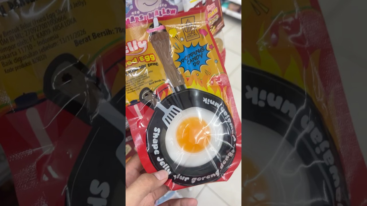 lucu banget ada jelly bentuknya telur mata sapi! #popping #candy #dip