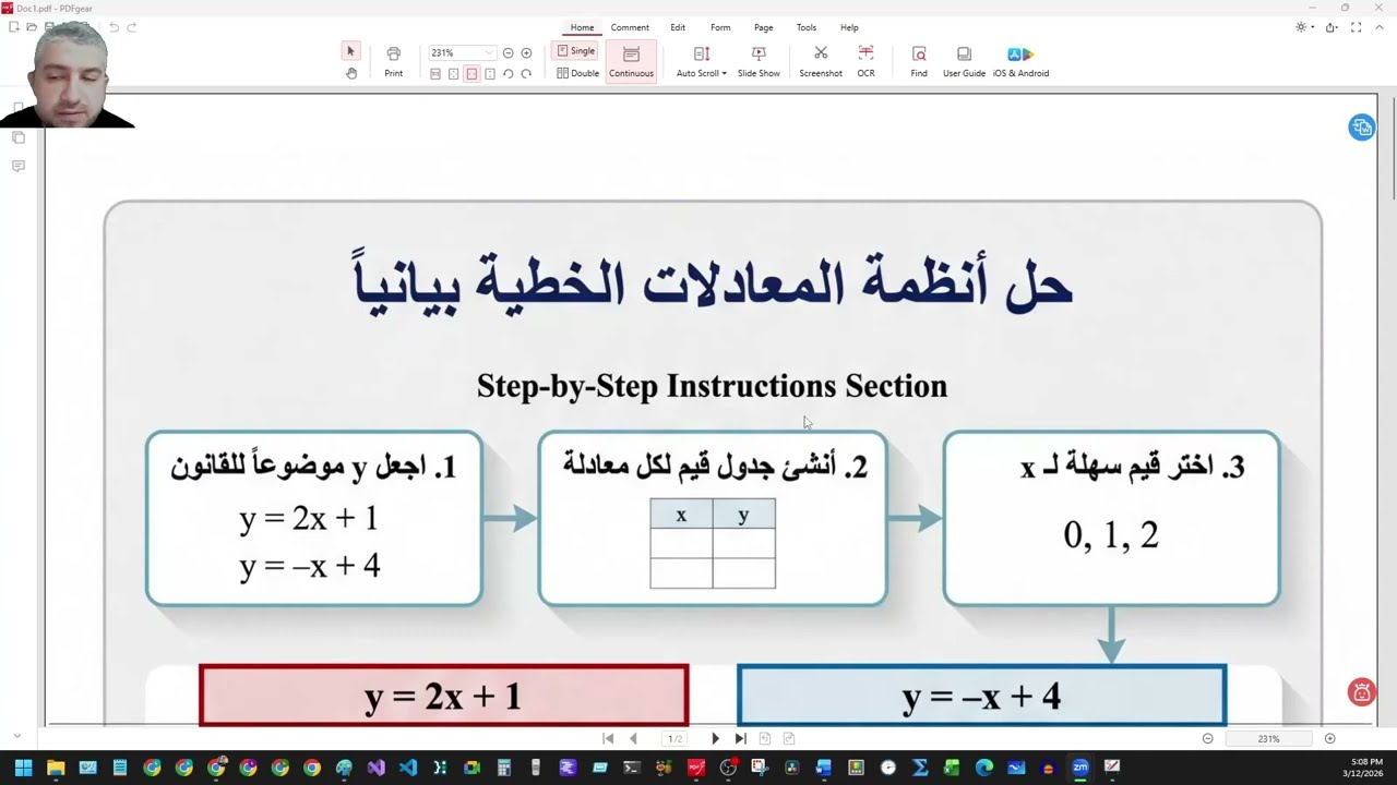 حل نظام معادلتين خطيتين بيانياً | شرح سهل مع أمثلة وتمثيل بياني | رياضيات الصف الثامن