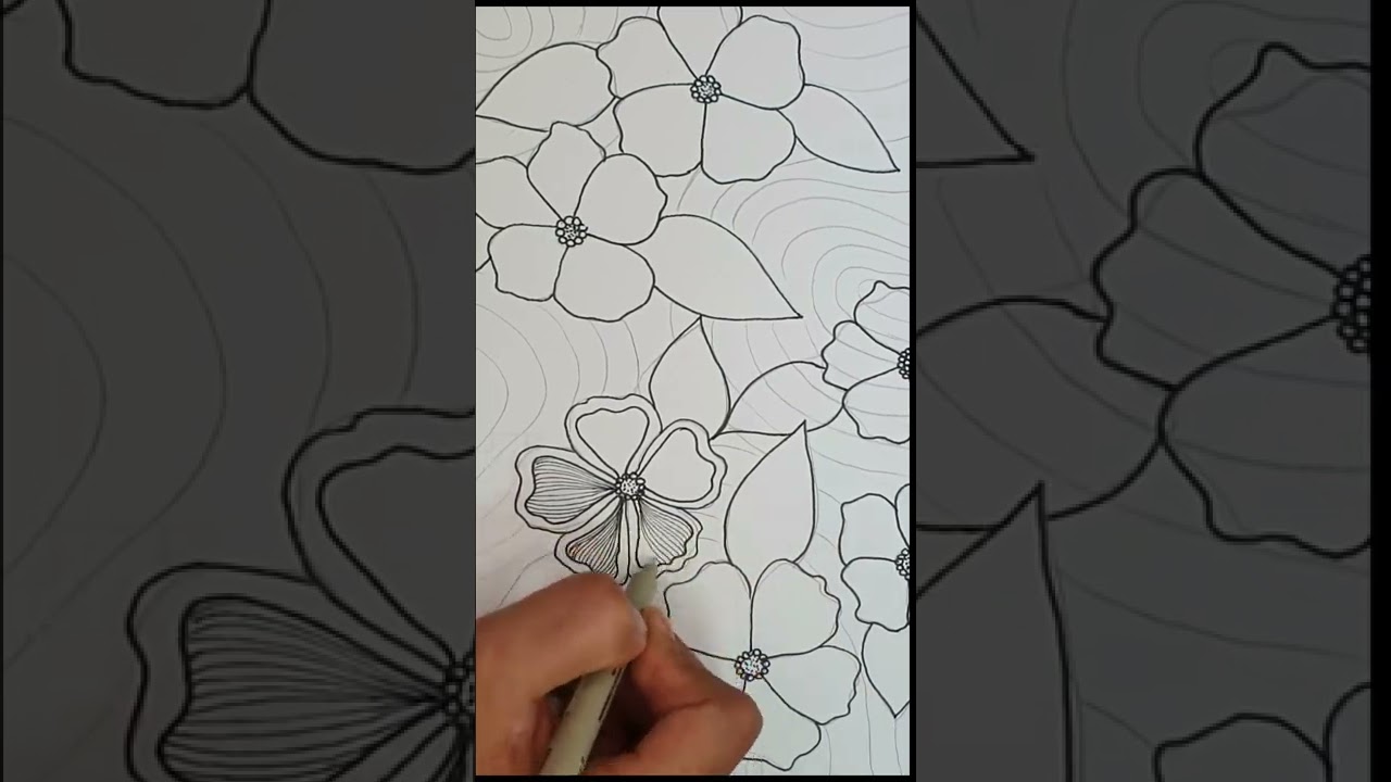 Flower zentangle art 🌼🌸✨💛💙💛✨🌸🌼#zentangle #zentangleart #zendoodles