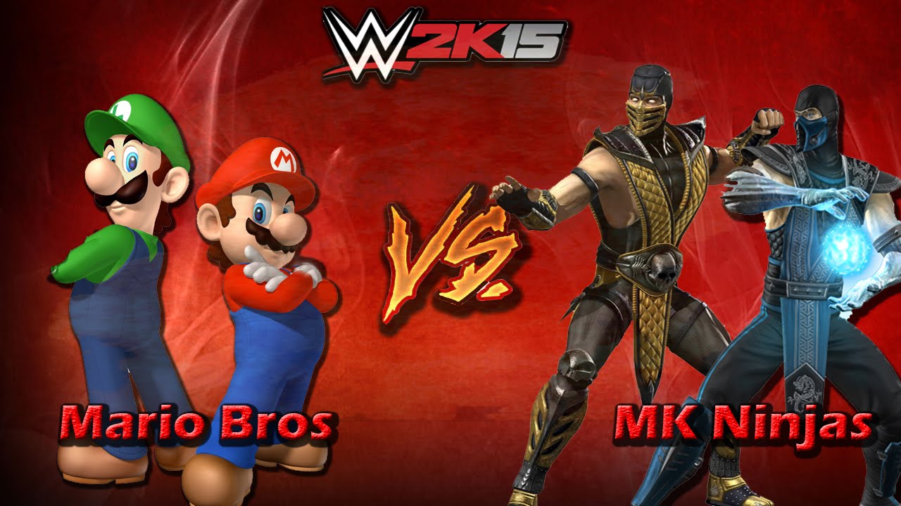 WWE2K15 - Scorpion and SubZero vs The Mario Bros
