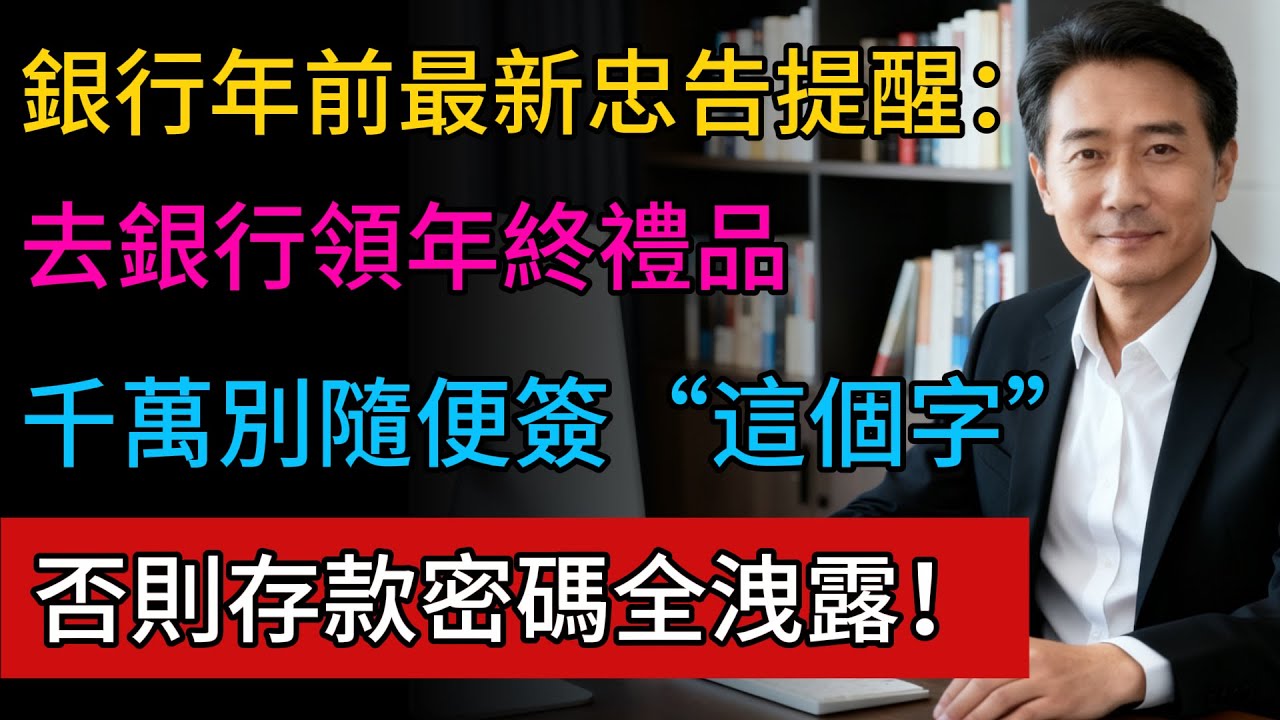 去銀行領“年終禮品”的注意了！不管送米還是送油，千萬別隨便簽“這個字”！很多老人貪小便宜，存款資訊被“全套賣光”！#防詐騙 #中老年 #銀行 #存款 #健康之道