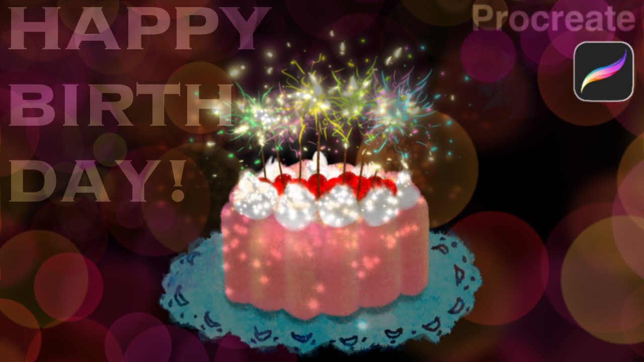 [Procreate 5X] Crackling Fireworks Birthday Cake 🎂 Procreate Procreate 5X beta How to use, drawin...