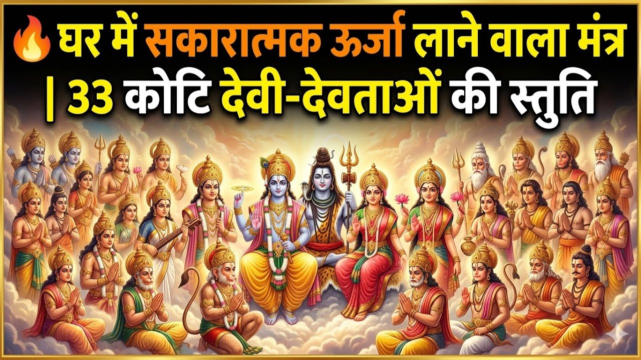 🔥 घर में सकारात्मक ऊर्जा लाने वाला मंत्र | 33 कोटि देवी-देवताओं की स्तुति Powerful Mantra