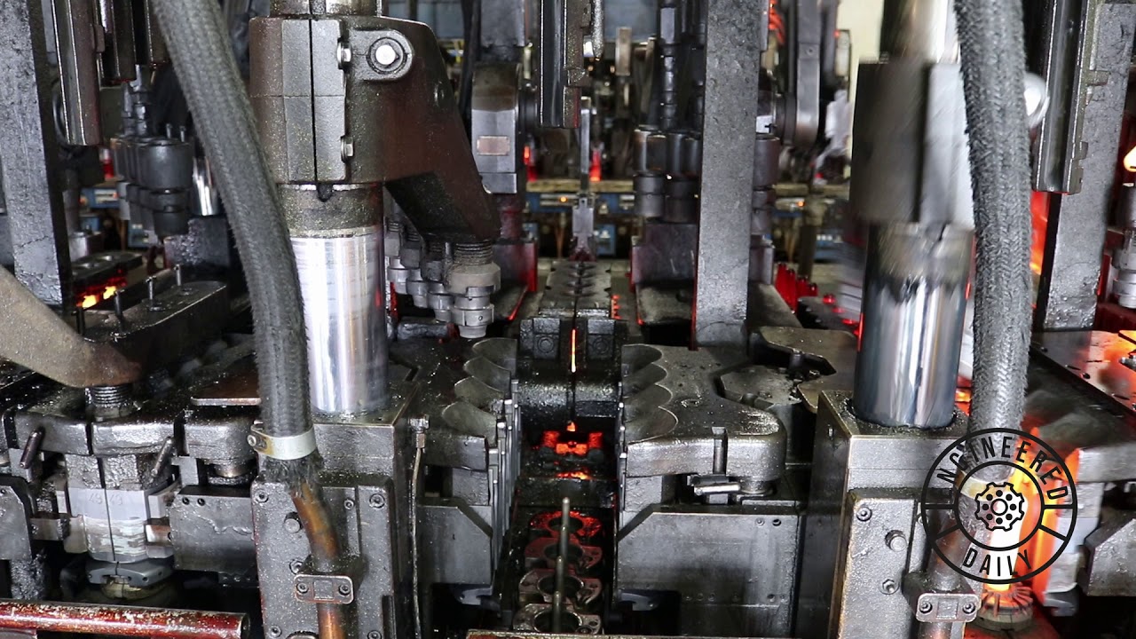 Glass pellets flying into moulds - Encirc