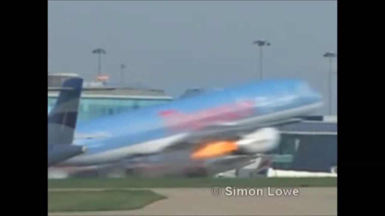 Bird Strike Boeing 757 Manchester Airport with live A.T.C com