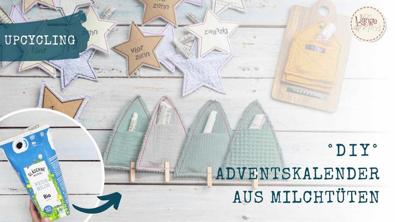 Drei Adventskalender aus Milchkarton basteln