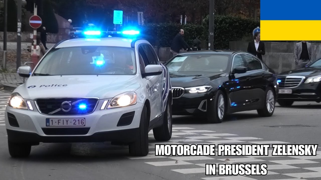 MOTORCADE of the UKRAINIAN PRESIDENT Zelensky during EU-SUMMIT in BRUSSELS