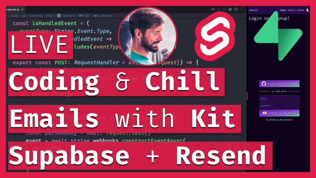 Email logins with Supabase, Resend and SvelteKit 💌 Patreon-like Service Part 7 🔴 LIVE Coding & Chill