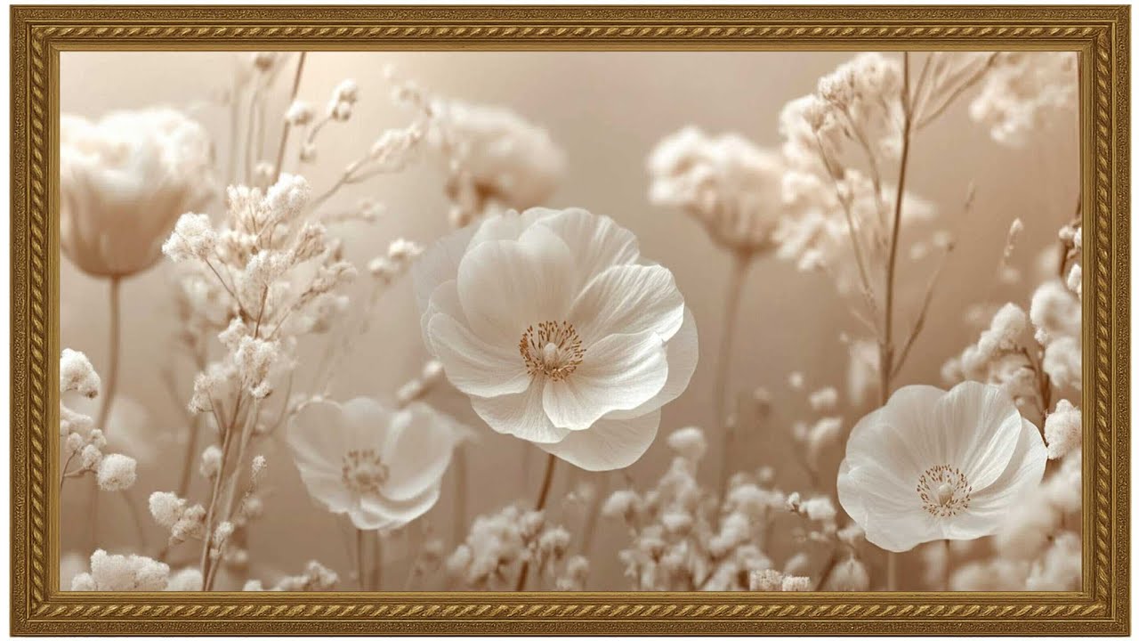 Soft White Floral TV Art | Ambient Loop for Frame TV | ReFrame Your Screen