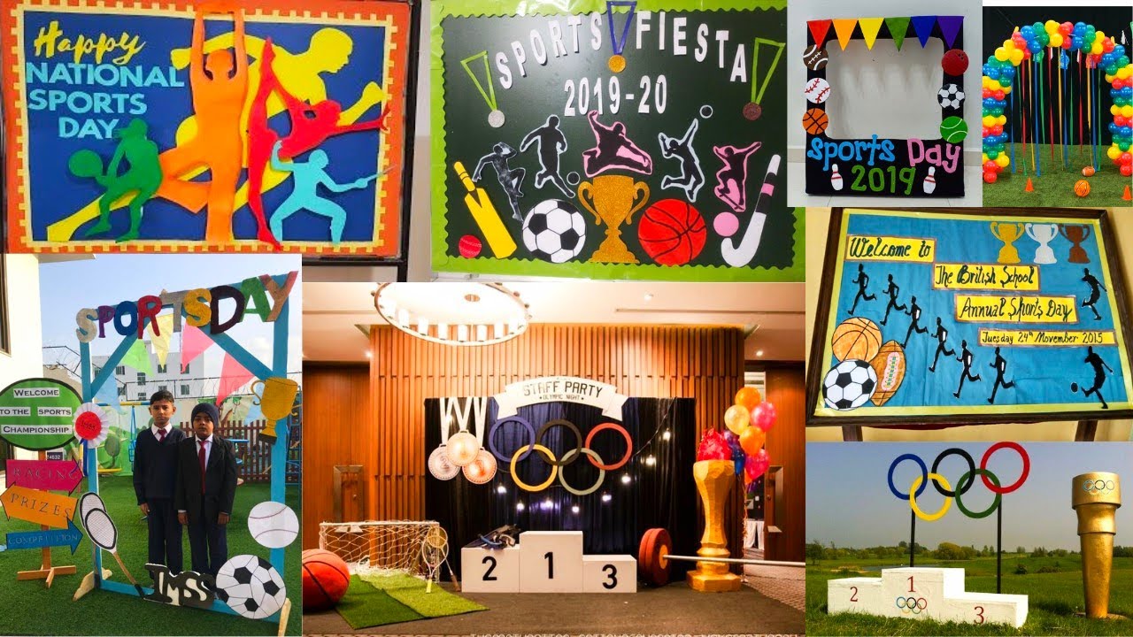 Sports Day Decoration Ideas l Bulletin Board Ideas for Sports Day l Stage Decoration on sports Day