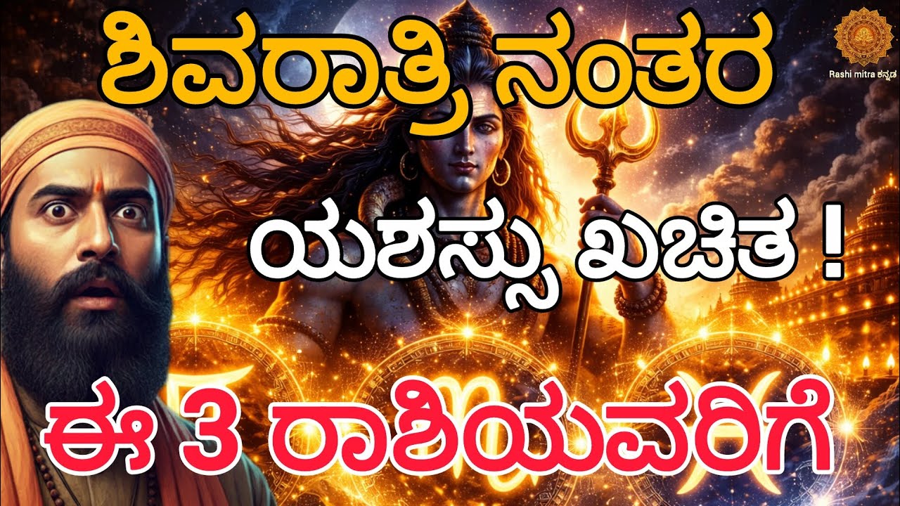 ಶಿವರಾತ್ರಿ ನಂತರ ಈ 3 ರಾಶಿಯವರಿಗೆ ಆರಂಭವಾಗುತ್ತದೆ ಅದೃಷ್ಟದ ಕಾಲ! 🔱✨ಇವರ ಯಶಸ್ಸನ್ನು ತಡೆಯಲು ಯಾರಿಂದಲೂ ಸಾಧ್ಯವಿಲ್ಲ.