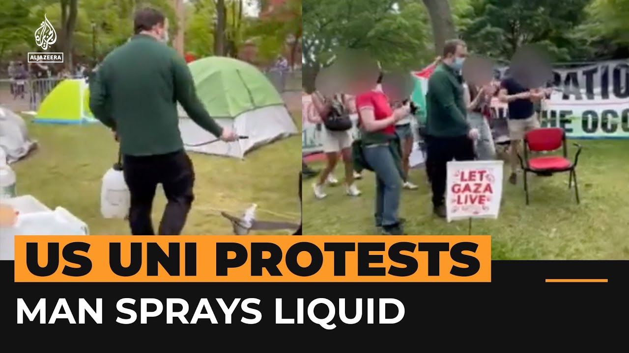Man accused of spraying &lsquo;pesticide&rsquo; on US anti-war camp | AJ #shorts