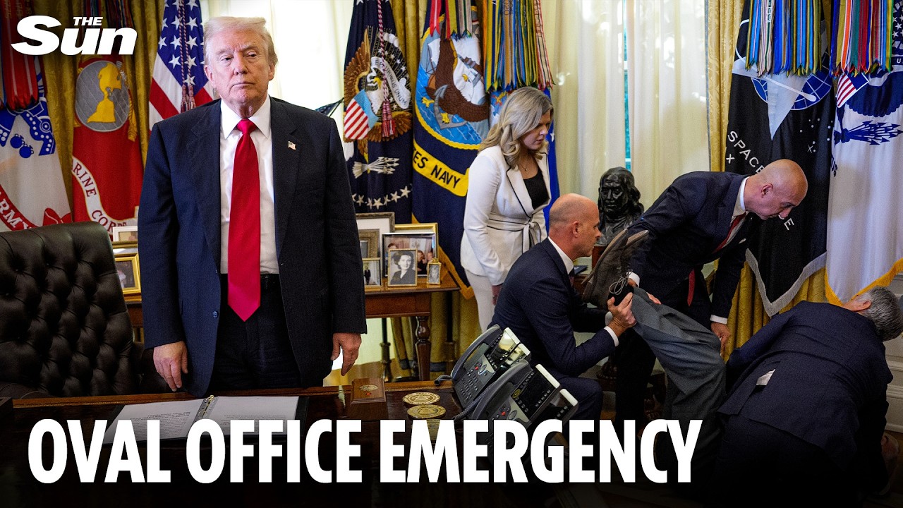 Shock moment man collapses yards from Donald Trump in the Oval Office during health announcement