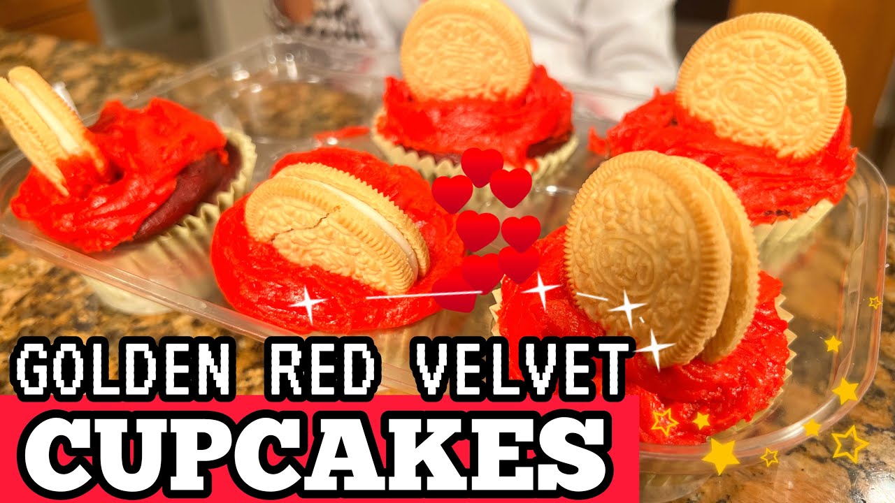 GOLDEN RED VELVET CUPCAKES 🧁