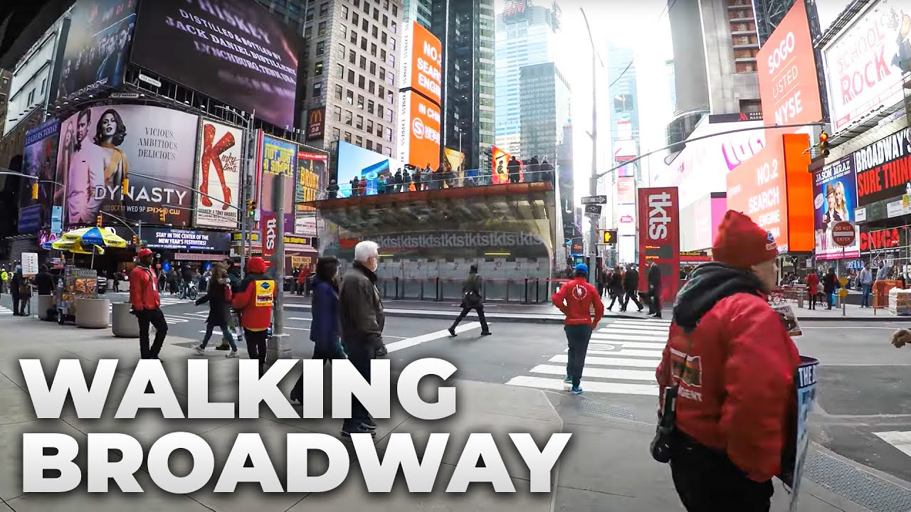 ⁴ᴷ Walking Tour of Manhattan, NYC - Broadway from Times Square to South Ferry