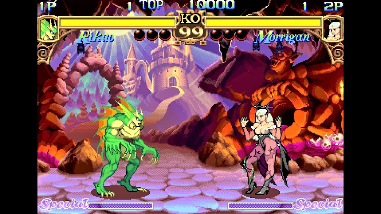 Merman Rikuo vs Morrigan (Hardest AI) - Darkstalkers
