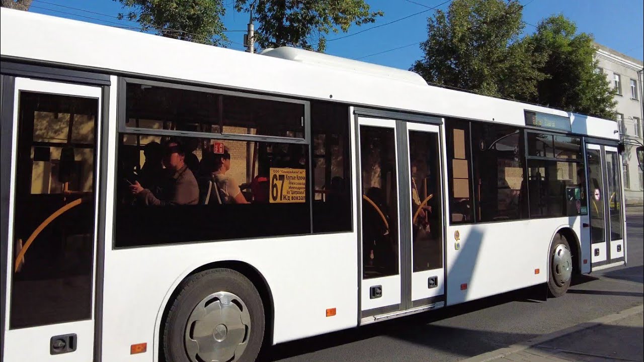 Тест нового трёхдверного автобуса с кондиционером в Самаре маршрут 67 (ЖД  вокзал- Крутые Ключи)