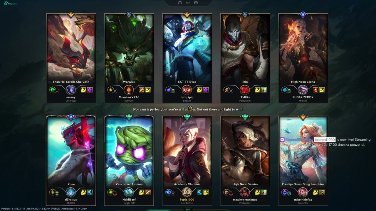 stream od 17:00 dneska pouze lol, nov&aacute; mapa a itemy