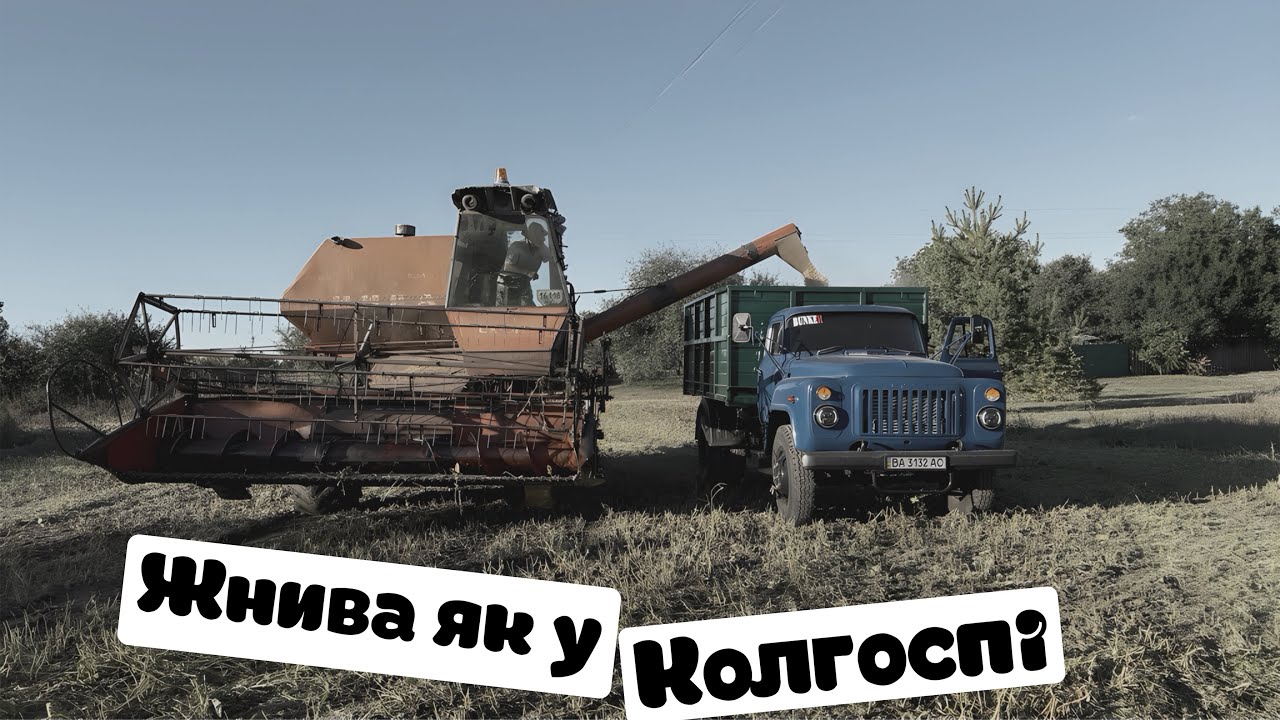 Збирання сої на городах,суцільний посів дно😔ГАЗ-53, НИВА-СК5-1