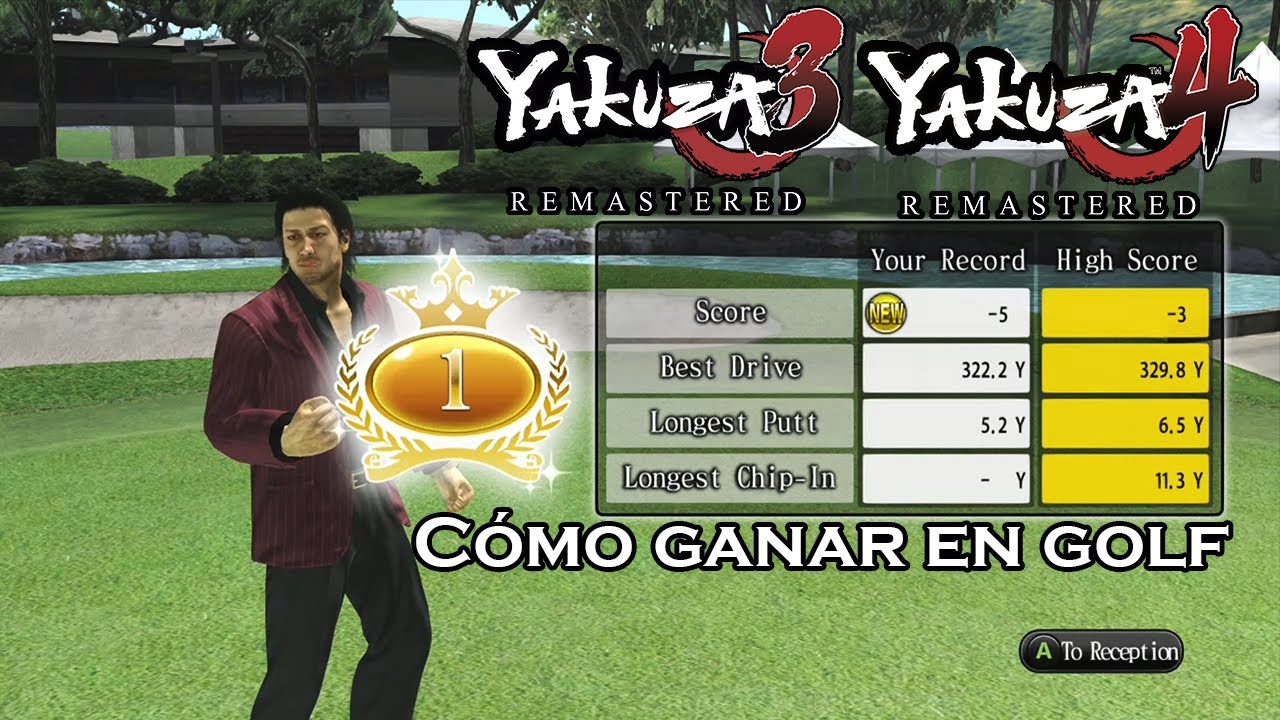 Yakuza 4 Remastered - Cómo ganar en GOLF - Record -5 (english cc)