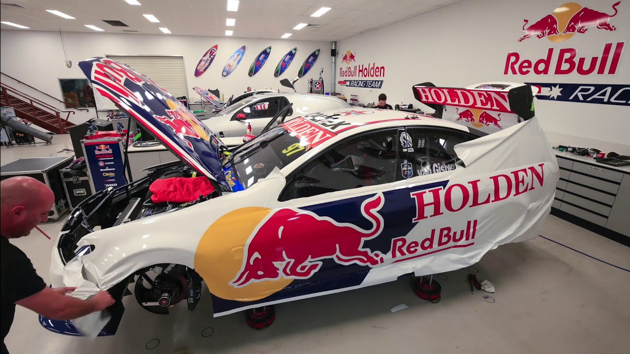 How do you wrap a Red Bull Holden Racing Team VF Commodore Supercar?