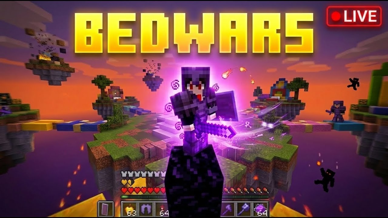 Solo 1vs 4 Rush Bedwars | King is Live (Portrait)