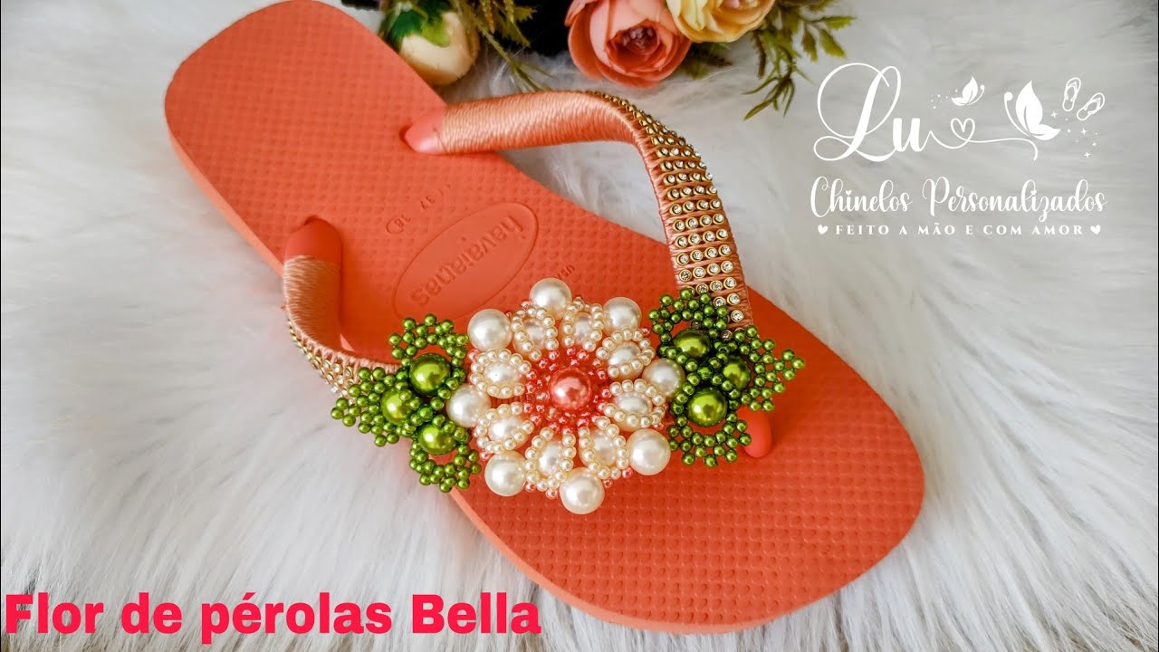 FLOR de PÉROLAS Bella/Passo a passo completo/costura na correia