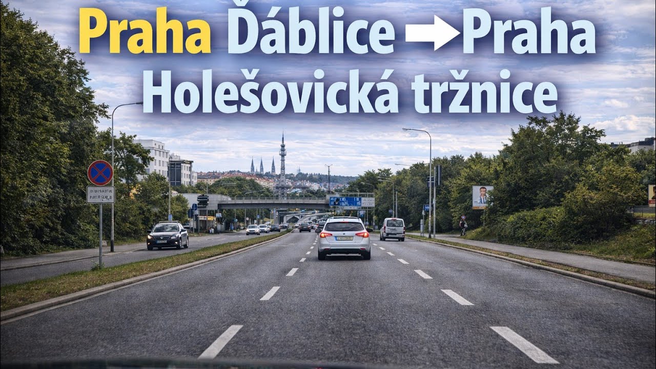 🚗 Praha Ďáblice → Praha Holešovická tržnice | Klidná jízda autem | 4K | Bez komentáře