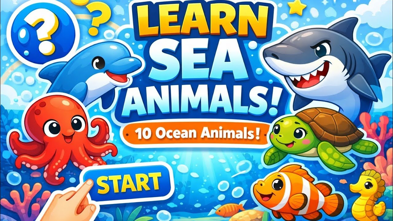 Sea Animals for Early Learning | 10 Animals That Live in the Ocean
