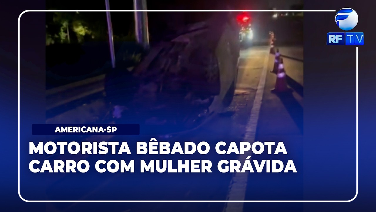 Alerta Total - Motorista bêbado capota carro com mulher grávida e criança
